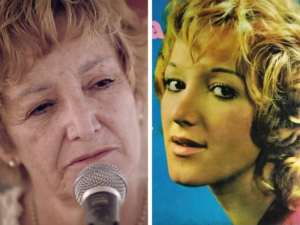 A cantora Diana em 2014 e em foto do álbum de 1972