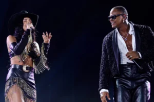 Ana Castela e Léo Santana em gravação de DVD do cantor em março