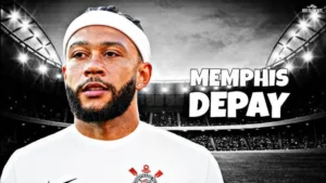 O craque Memphis Depay, em montagem com a camisa do Corinthians, seu novo clube