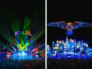 Projeções do show de Alok feitas com a ajuda de 600 drones no Tomorrowland Brasil (Divulgação)