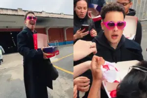 Gloria Groove entrega donuts a fãs