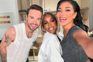 Liam Payne com Kelly Rowland e Nicole Scherzinger