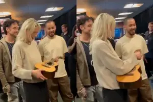 Emily Armstrong ganha cavaquinho no Brasil