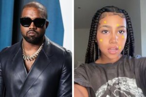 Os cantores Kanye West e North West