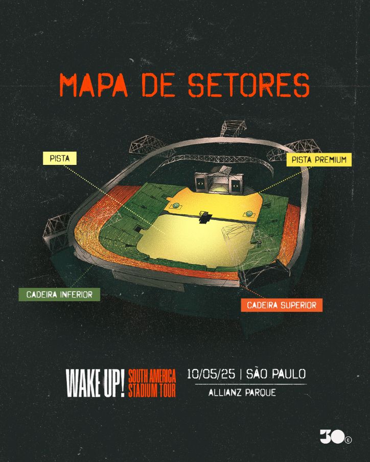 Mapa de setores dos shows do System Of A Down em São Paulo