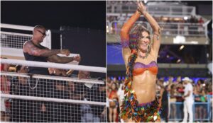 Léo Santana e Lore Improta em ensaio técnico na Sapucaí