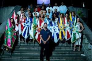 Presidente da Liesa Gabriel David e líderes das escolas de samba do Rio de Janeiro