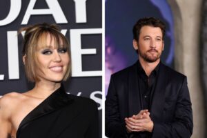 A cantora Miley Cyrus e o ator Miles Teller