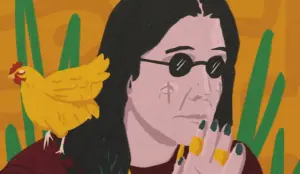 O cantor Ozzy Osbourne (Ilustração de Raiana Britto)