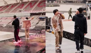 Jin, do BTS, e Chris Martin