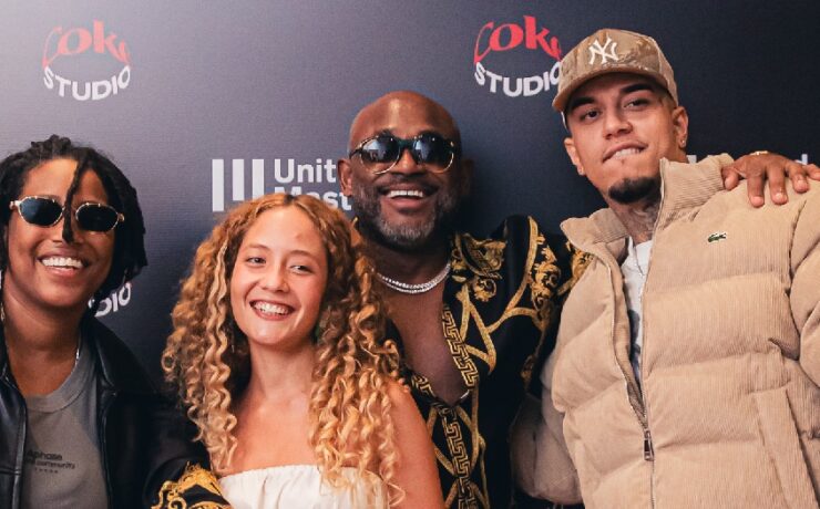 Mahmundi, Alulu, Steve Stoute e Veigh; os artistas e o ceo da UnitedMasters (Divulgação)