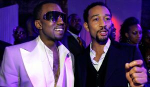 Os cantores Kanye West e John Legend