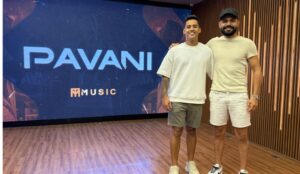 Pavani e Thullio Milionário na sede da TM Music BR (Divulgação)