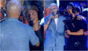 Belo e fã no festival Capital do Samba