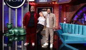 Tata Werneck com Péricles e Xande de Pilares