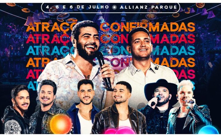 A dupla Henrique e Juliano e os convidados: Kaique & Felipe, Danilo & Davi e Felipe e Rodrigo —show acontece no Allianz Parque