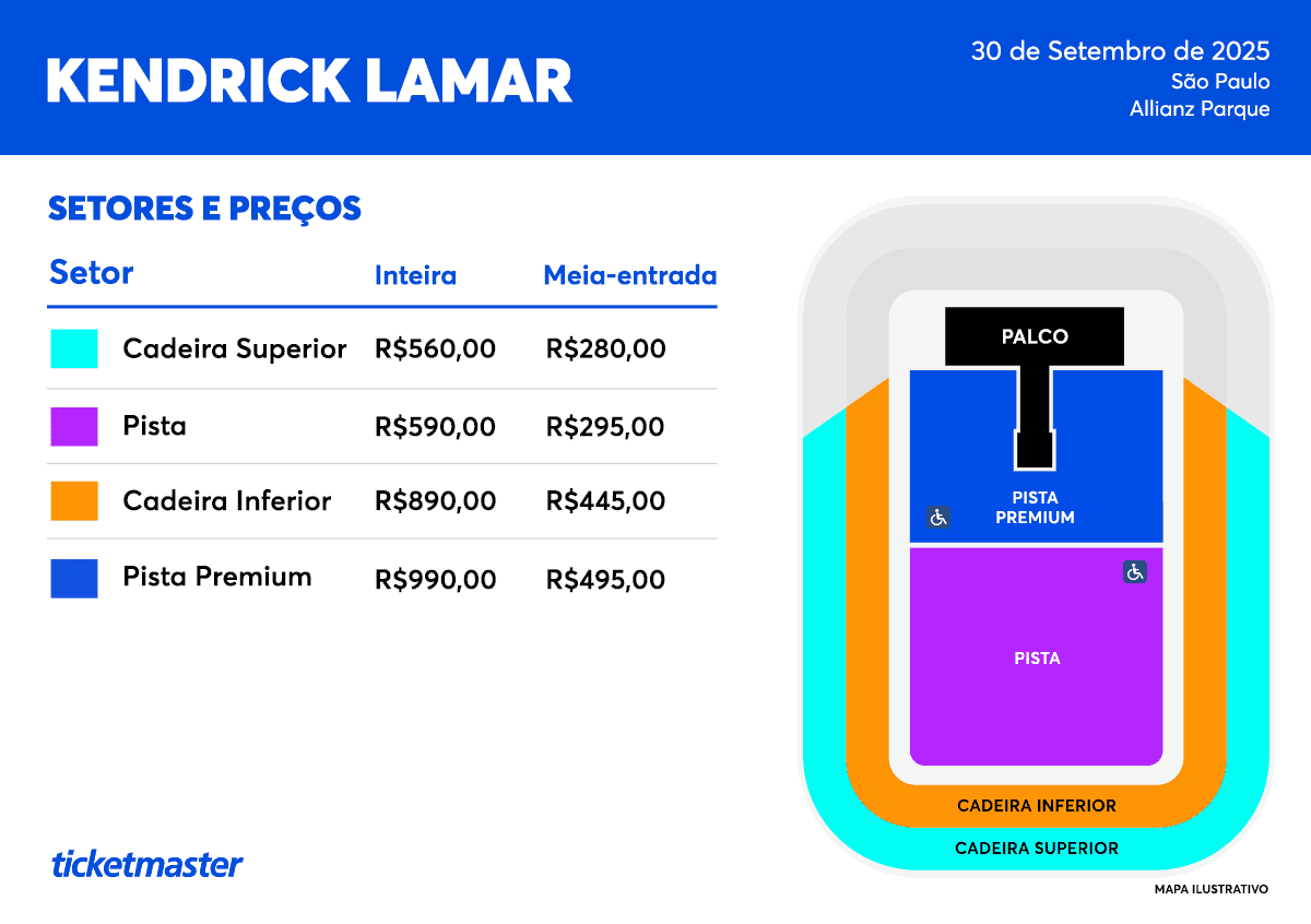 Preços e setores do show de Kendrick Lamar em São Paulo