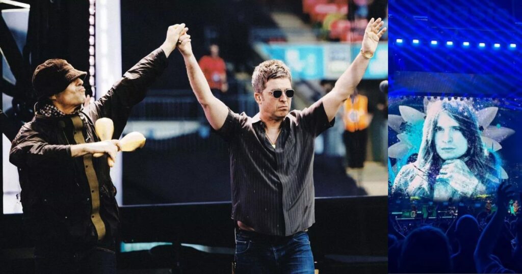 Oasis: veja 7 melhores momentos do show em Wembley 1 Oasis prestam homenagem a Ozzy Osbourne em Wembley (divulgacão/redes sociais