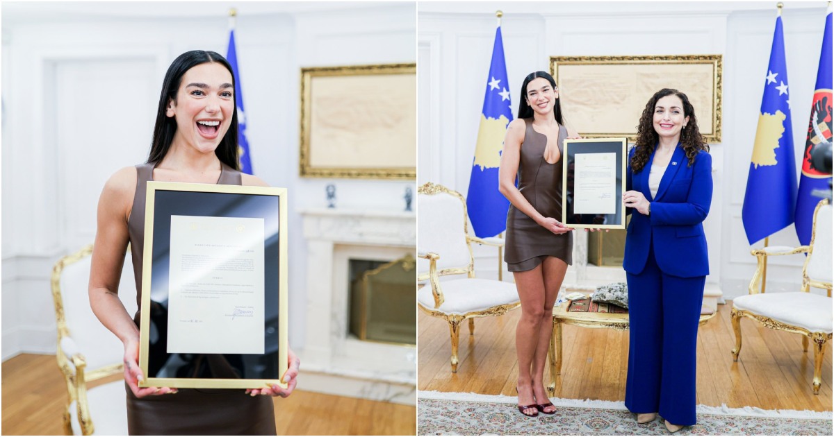 Dua Lipa e a presidente do Kosovo, Vjosa Osmani