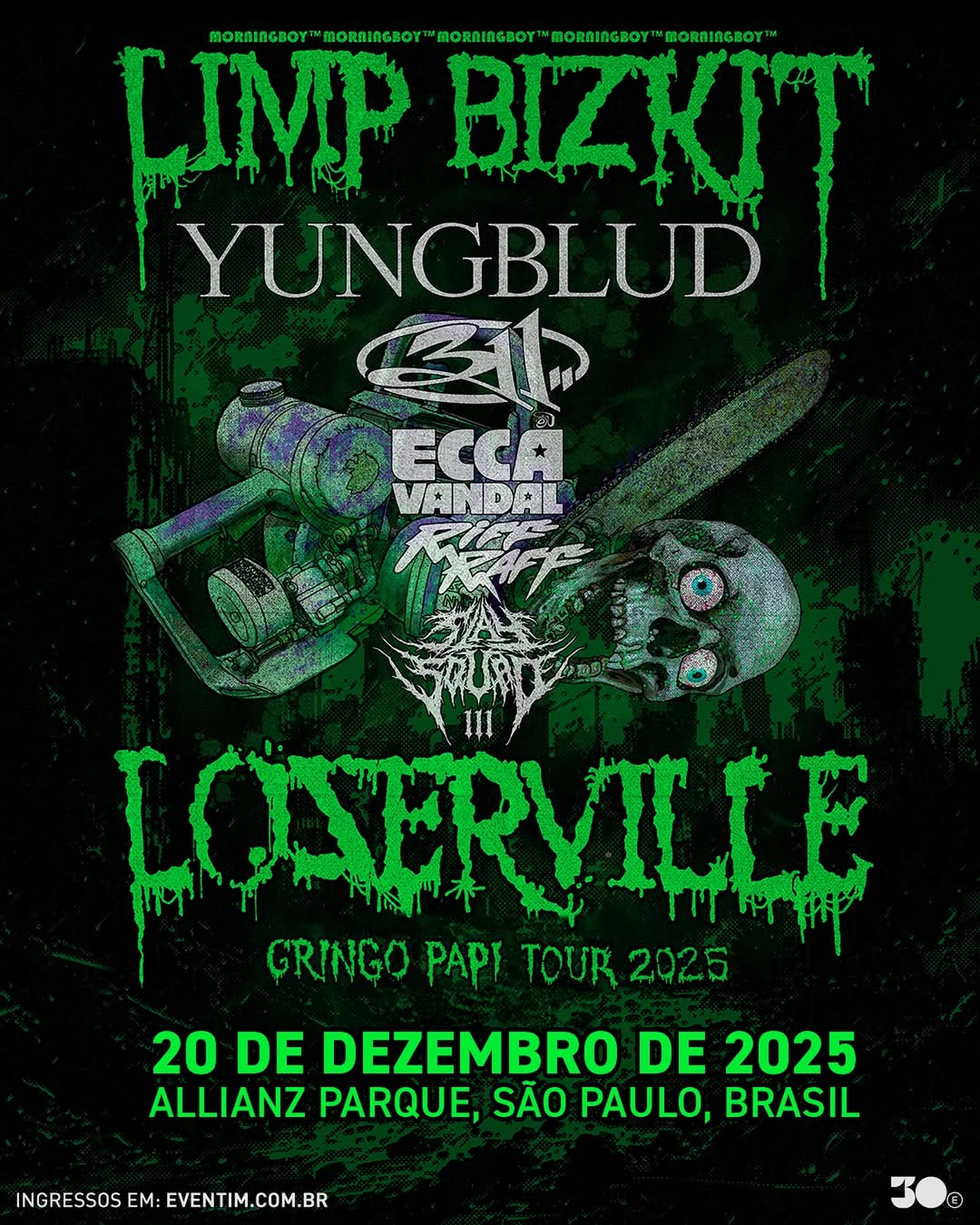 Anúncio do show do Limp Bizkit no Brasil