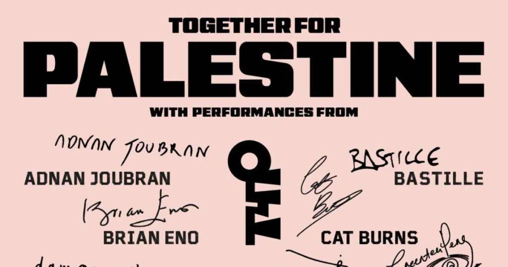 Artista se unem para festival em prol da Palestina; veja line-up 1 together for palestine festival