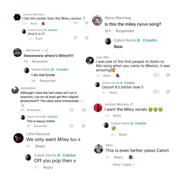 Calvin Harris responde comentários no TikTok [créditos - reprodução]
