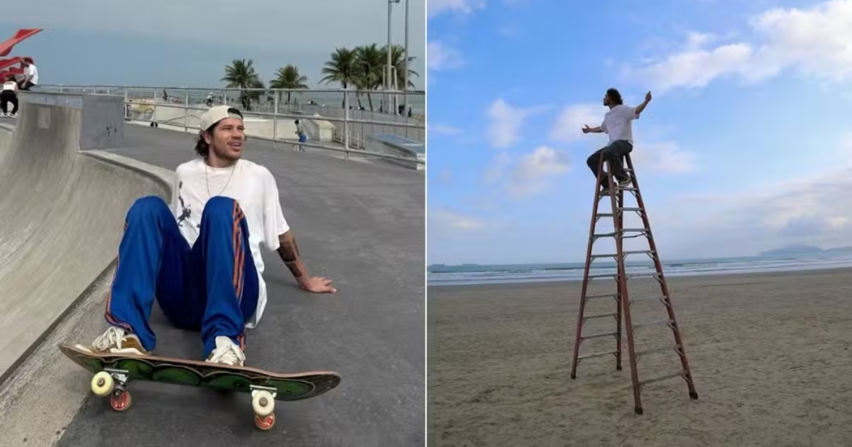 José Loreto compartilhou imagens em Santos, durante gravações da cinebiografia de Chorão (Instagram)