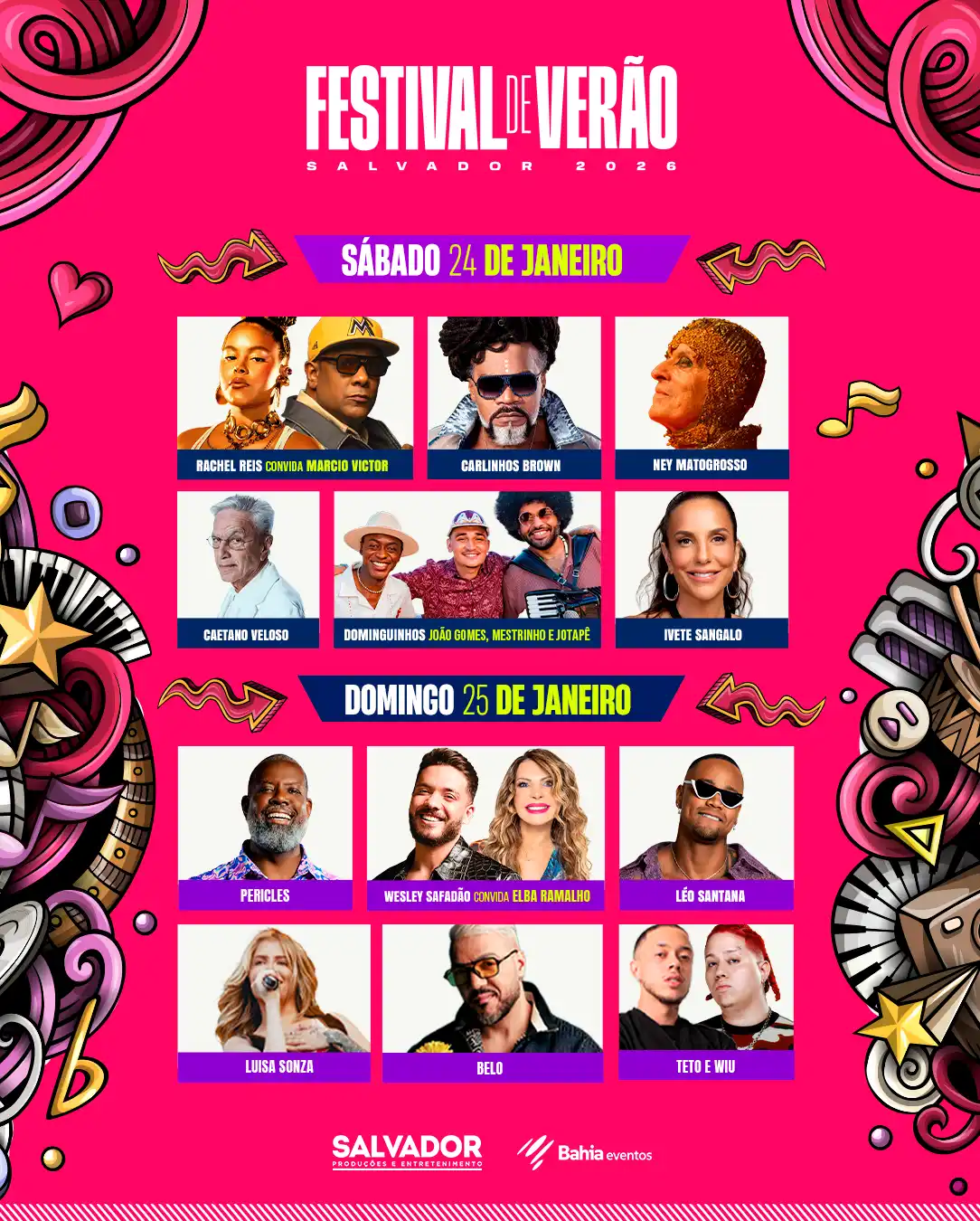 Programação do Festival de Verão 2026