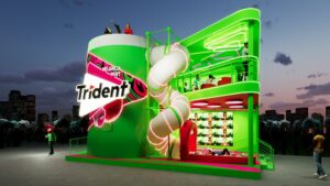 Tobogã em formato de boca da ativação de Trident (Divulgação)