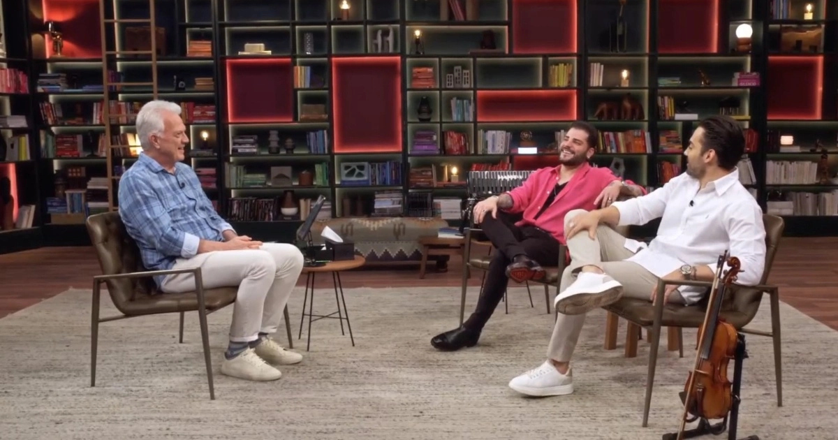 Pedro Bial entrevista Guilherme e Benuto (Divulgaçao/ TV Globo)