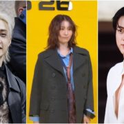 Bang Chan (Stray Kids), Momo (TWICE) e Jin (BTS)