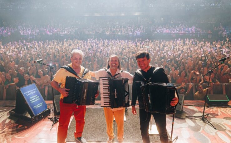 Dorgival Dantas, Waldonys e Flávio José no Encontro das Sanfonas (Luana Tayze)