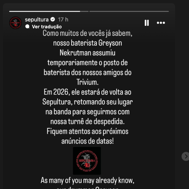 Sepultura no Instagram