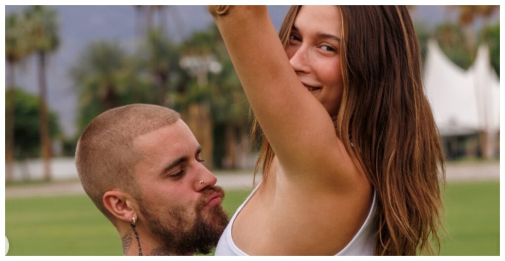 Justin Bieber grava clipe surpresa de 'Bad Honey' em bar na Escócia 1 O cantor Justin Bieber e a modelo Hailey Bieber (Reprodução)