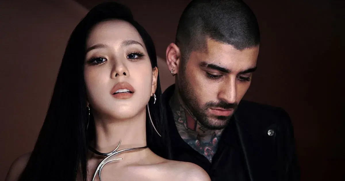 Jisoo, do BLACKPINK e Zayn Malik, ex-One Direction. (Crédito: Divulgação)