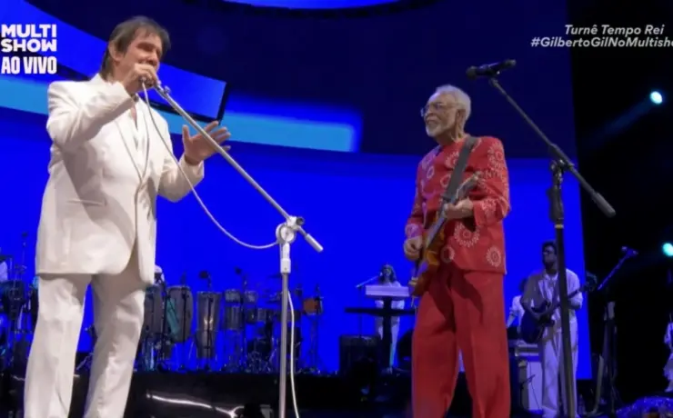 Roberto Carlos e Gilberto Gil no Allianz (Reprodução)