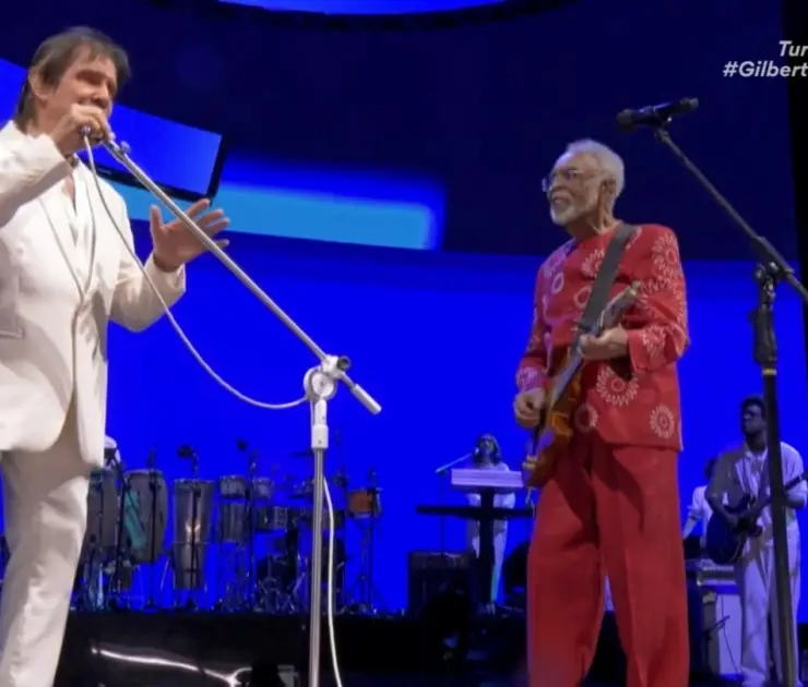 Roberto Carlos e Gilberto Gil no Allianz (Reprodução)