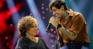 Alcione e Lucas Silveira, da Fresno, no Turá Porto Alegre (foto - @rollingwithjohnny)
