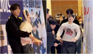 Jung Kook, do BTS, com boneco de Cha Eun-woo