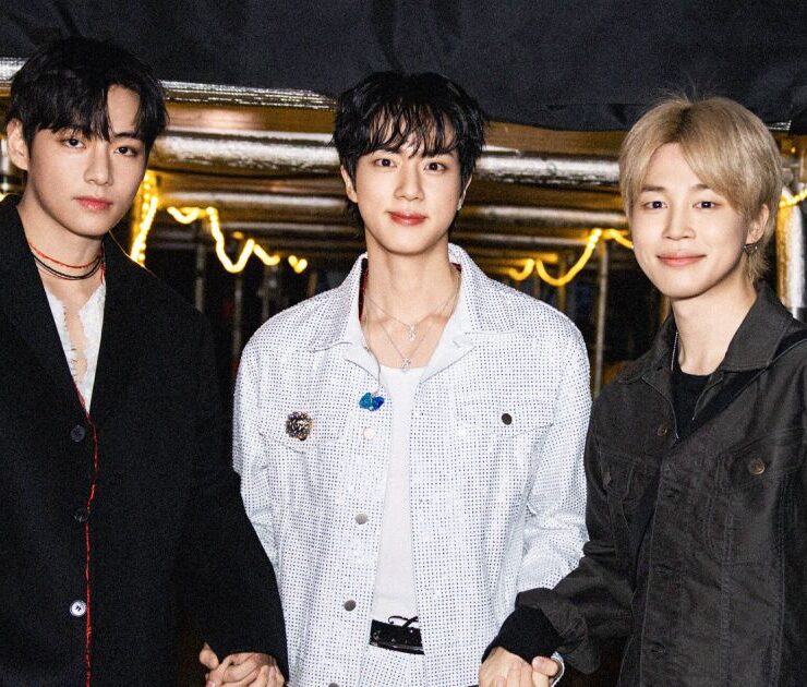 V, Jin e Jimin, do BTS