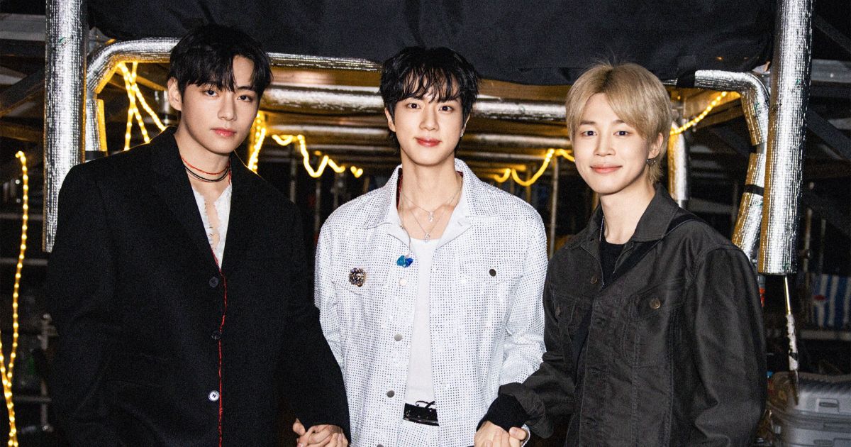 V, Jin e Jimin, do BTS