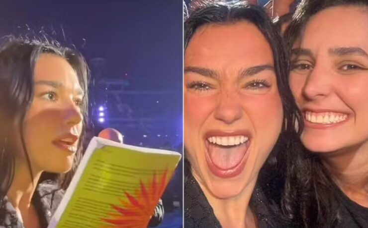 Dua lipa recebe livro de presente de fã brasileira (Reprodução YouTube)