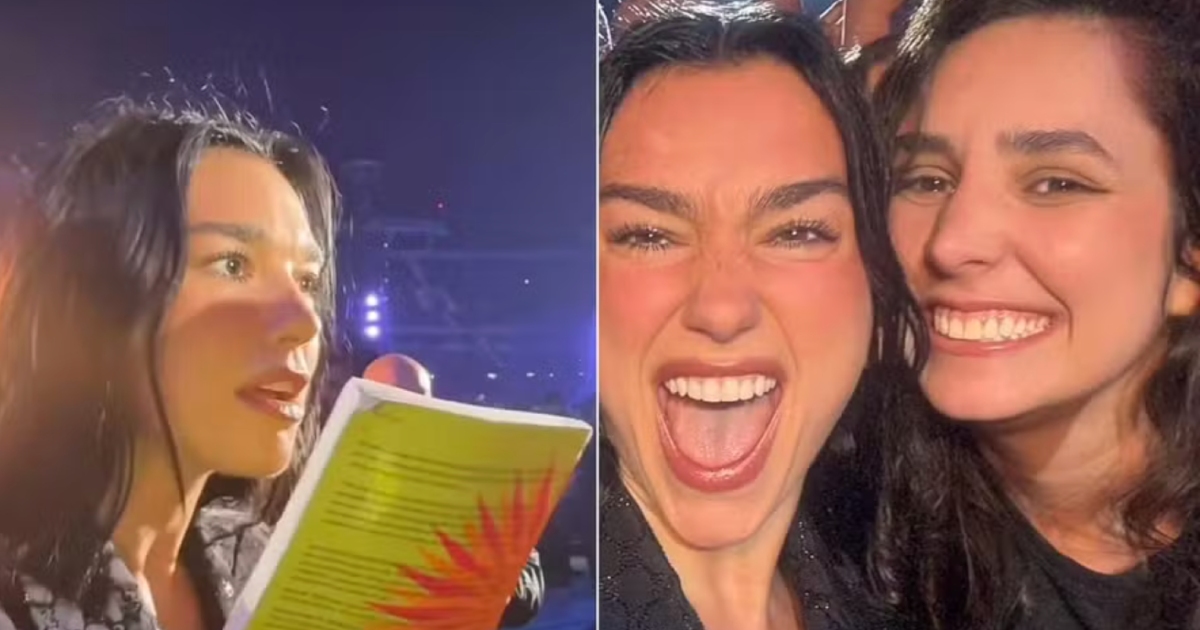 Dua lipa recebe livro de presente de fã brasileira (Reprodução YouTube)
