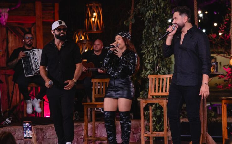 Diego e Arnaldo com Mari Fernandez