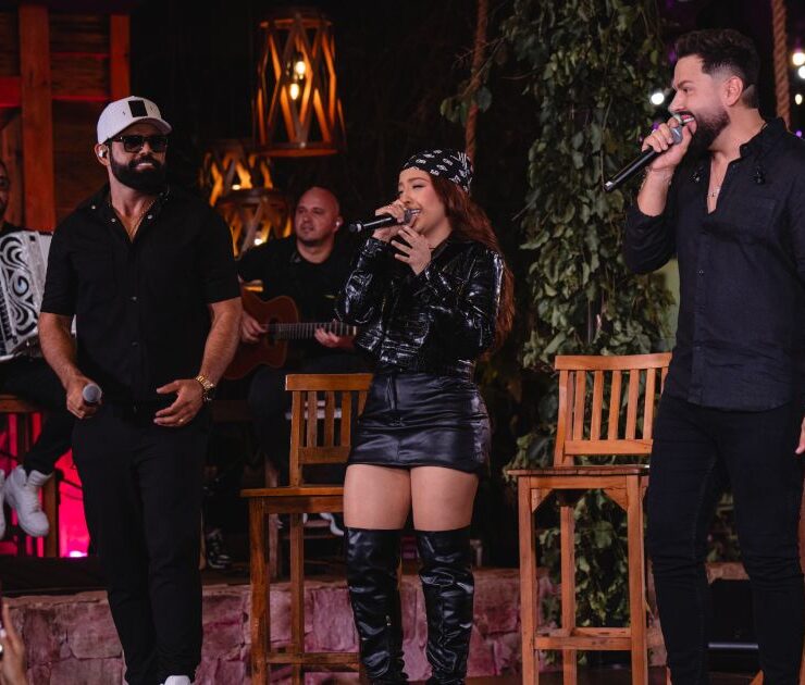 Diego e Arnaldo com Mari Fernandez