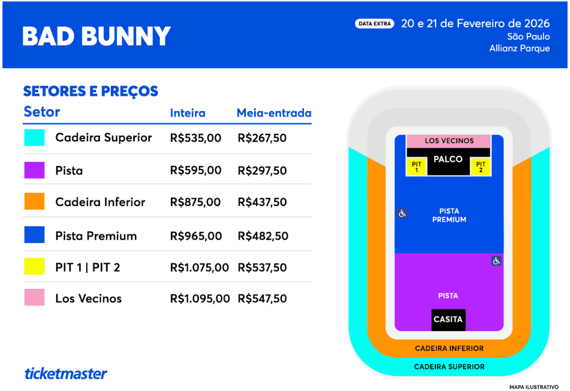 Novo setor é adicionado ao show de Bad Bunny no Brasil; saiba mais 2 Bad Bunny leva a turnê Debí Tirar Más Fotos ao Allianz Parque, em São Paulo