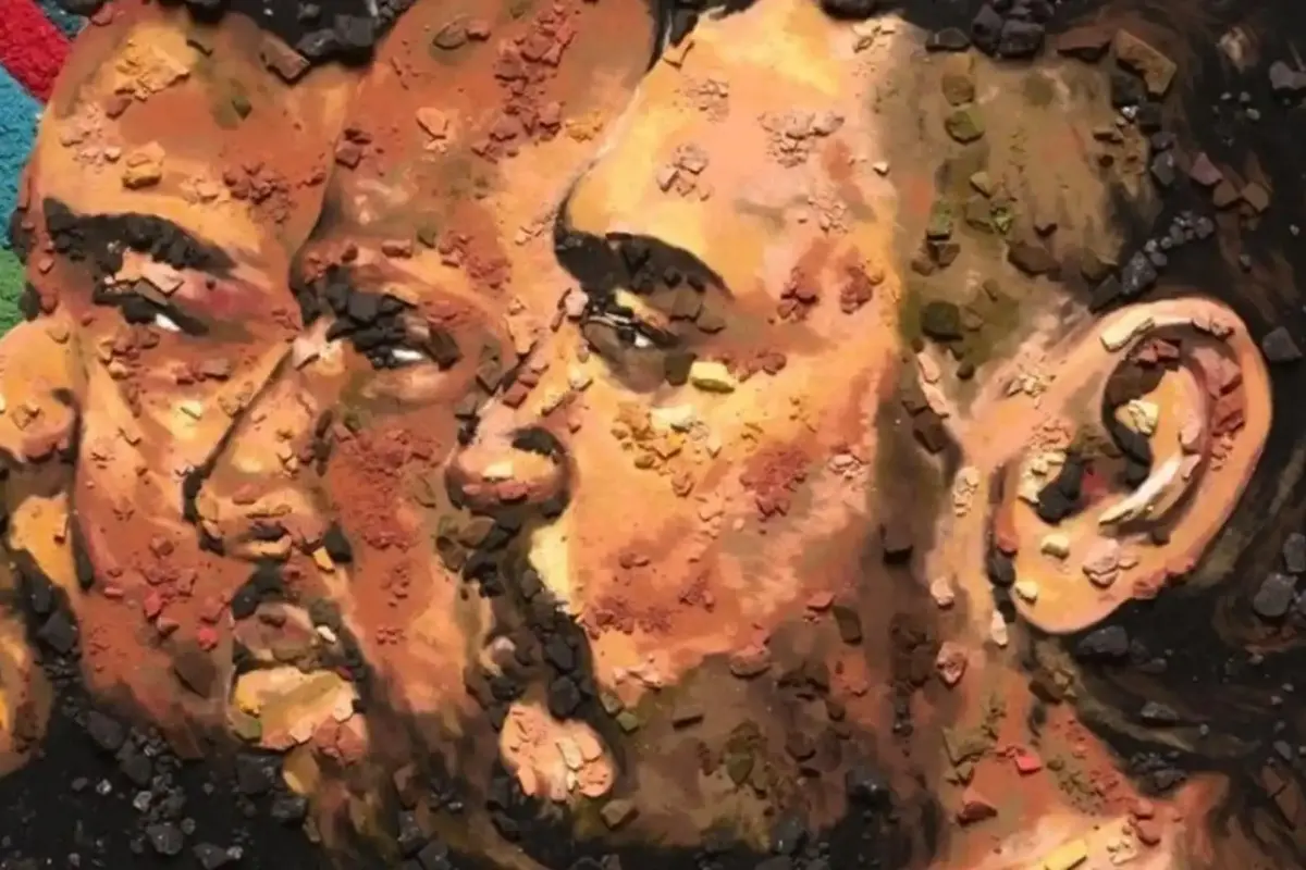 Capa do álbum 'Criolo, Amaro & Dino' Arte de Vik Muniz