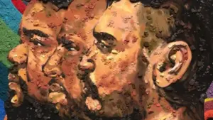 Capa do álbum 'Criolo, Amaro & Dino' Arte de Vik Muniz