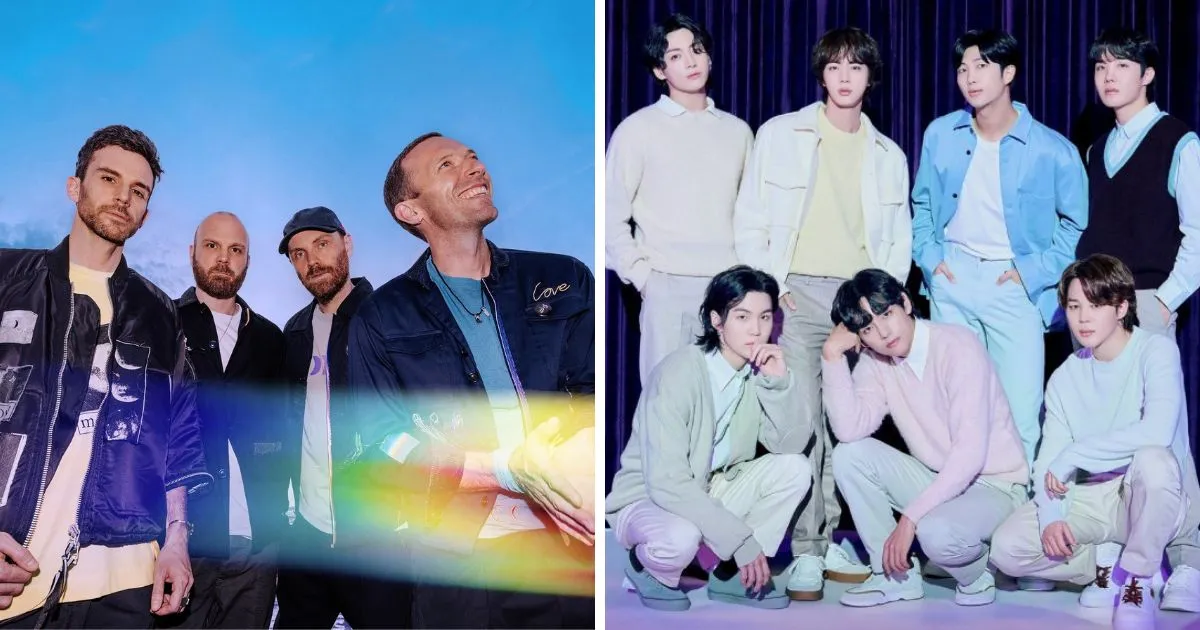 Coldplay e BTS (reprodução Facebook/BIGHIT MUSIC)