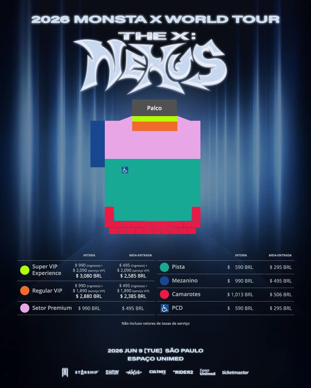 MONSTA X no Brasil [THE X : NEXUS] Tour (reprodução X)